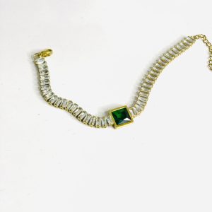 Green stone stainless bracelet