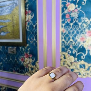 Stainless square white ring