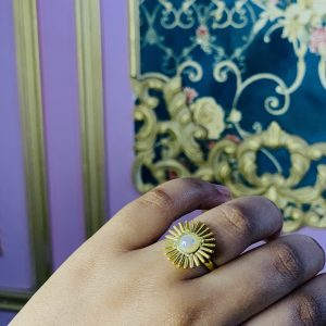 White stone stainless ring